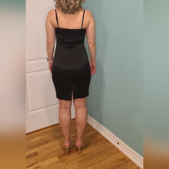 Rinascimento Satin Black Bodycon dress With Side Pleats S - Picture 8 of 11